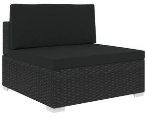 VidaXL Modularna srednja fotelja s jastucima 1 kom od poliratana crna
