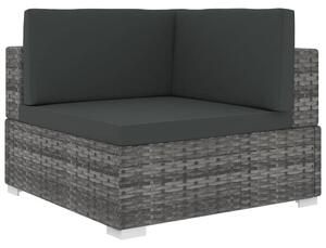 VidaXL Modularna kutna fotelja s jastucima 1 kom od poliratana siva