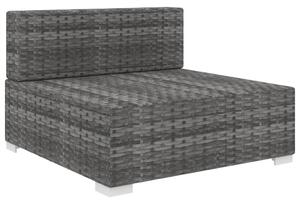 VidaXL Modularna srednja fotelja s jastucima 1 kom od poliratana siva