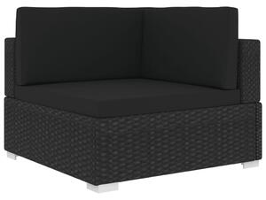 VidaXL Modularna kutna fotelja s jastucima 1 kom od poliratana crna