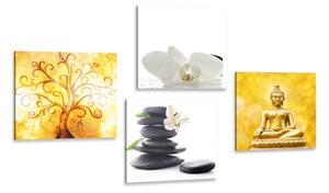 Set slika Feng Shui u bijelo-žutom dizajnu