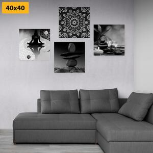 Set slika harmonija Feng Shui u crno-bijelom dizajnu