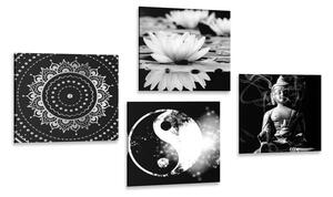 Set slika Feng Shui u crno-bijelom dizajnu