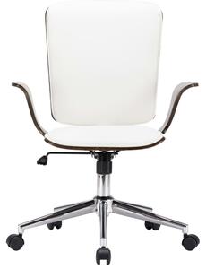 VidaXL Okretna uredska stolica od umjetne kože i savijenog drva bijela