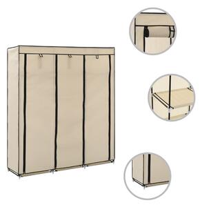 VidaXL 282455 Wardrobe with Compartments and Rods Cream 150x45x175 cm Fabric