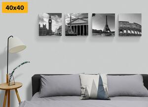 Set slika za ljubitelje putovanja u crno-bijelom dizajnu