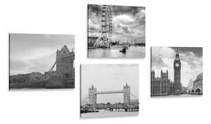 Set slika tajanstveni London u crno-bijelom dizajnu