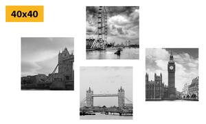 Set slika tajanstveni London u crno-bijelom dizajnu