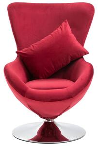 VidaXL Okretna jajolika stolica s jastukom crvena baršunasta