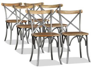 Blagovaonske stolice 6 kom od masivnog drva manga i čelika
