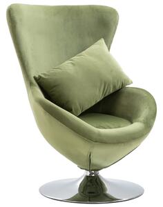 VidaXL Okretna jajolika stolica s jastukom svjetlozelena baršunasta