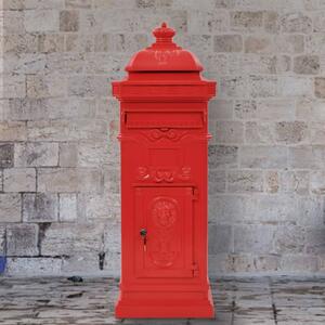 VidaXL Poštanski sandučić sa stupom u vintage stilu nehrđajući crveni