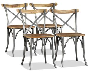 VidaXL Blagovaonske stolice 4 kom od masivnog drva manga i čelika