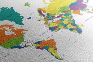 Slika na plutu šareni zemljovid svijeta na bijeloj pozadini
