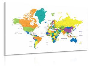 Slika šareni zemljovid svijeta na bijeloj pozadini