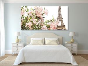 Slika Eiffelov toranj i ružičasti cvjetovi