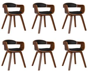 Blagovaonska stolica 6 kom crna savijeno drvo i umjetna koža