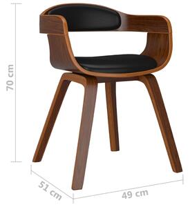 Blagovaonska stolica 6 kom crna savijeno drvo i umjetna koža