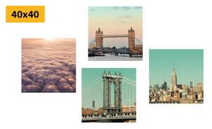 Set slika gradova u nježnim bojama