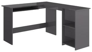 VidaXL Kutni radni stol visoki sjaj sivi 120 x 140 x 75 cm od iverice