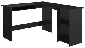 VidaXL Kutni radni stol visoki sjaj crni 120 x 140 x 75 cm od iverice