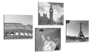 Set slika crno-bijeli povijesni spomenici