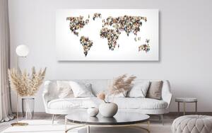 Slika na plutu zemljovid svijeta koji se sastoji od ljudi - 100x50 place