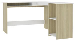 VidaXL Kutni radni stol bijeli i boja hrasta 120 x 140 x 75 cm iverica