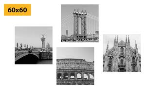 Set slika gradovi u crno-bijelom dizajnu