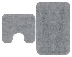 VidaXL 2-dijelni set kupaonskih otirača od tkanine sivi