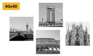 Set slika gradovi u crno-bijelom dizajnu