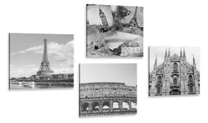 Set slika dašak povijesti u crno-bijelom dizajnu