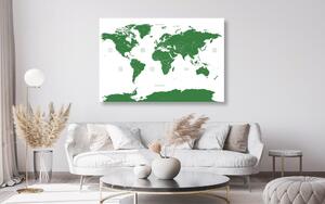 Slika na plutu zemljovid svijeta s pojedinim državama u zelenoj boji