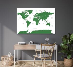Slika na plutu zemljovid svijeta s pojedinim državama u zelenoj boji