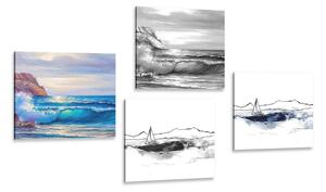 Set slika imitacija naslikanog mora