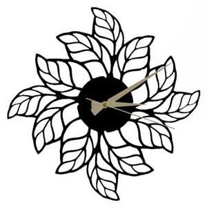 Crni zidni sat Glozis Leaves Clock, ⌀ 48 cm