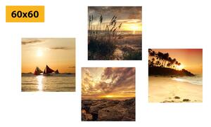 Set slika zadivljujući zalazak sunca na moru - 4x 40x40