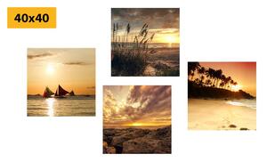 Set slika zadivljujući zalazak sunca na moru