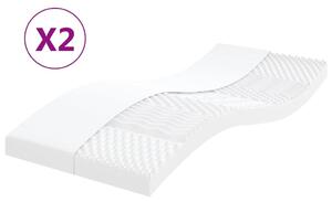 VidaXL Madraci od pjene 2 kom bijeli 90 x 200 cm 7 zona tvrdoća 20 ILD