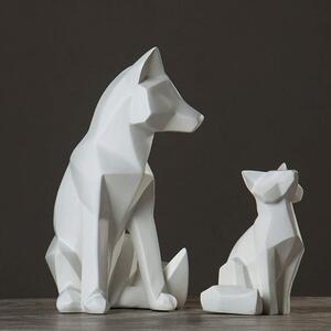 Matirana bijela skulptura PT LIVING Origami Fox, visina 26 cm