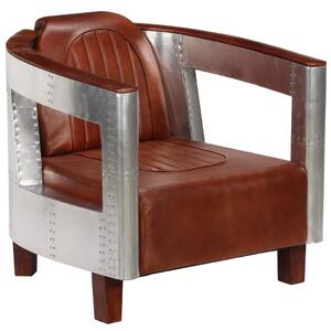 VidaXL Avijatičarska fotelja od prave kože smeđa