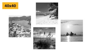 Set slika raj na zemlji u crno-bijelom dizajnu - 4x 40x40
