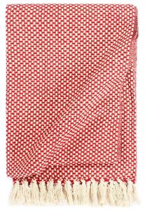 VidaXL Pamučni pokrivač 160 x 210 cm crveni