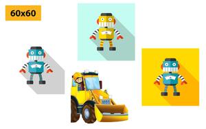 Set slika roboti sa žutim automobilom