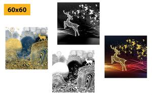Set slika bajkoviti jeleni u apstraktnom dizajnu