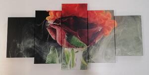 5-dijelna slika ruža s apstraktnim elementima