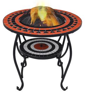VidaXL Mozaični stolić s ognjištem boja cigle i bijeli 68 cm keramički