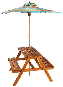 VidaXL Dječji stol za piknik sa suncobranom 79x90x60 cm bagremovo drvo