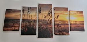 5-dijelna slika zalazak sunca na plaži