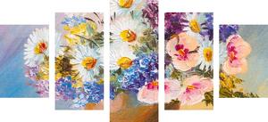 5-dijelna slika ljetno cvijeće - ulje na platnu